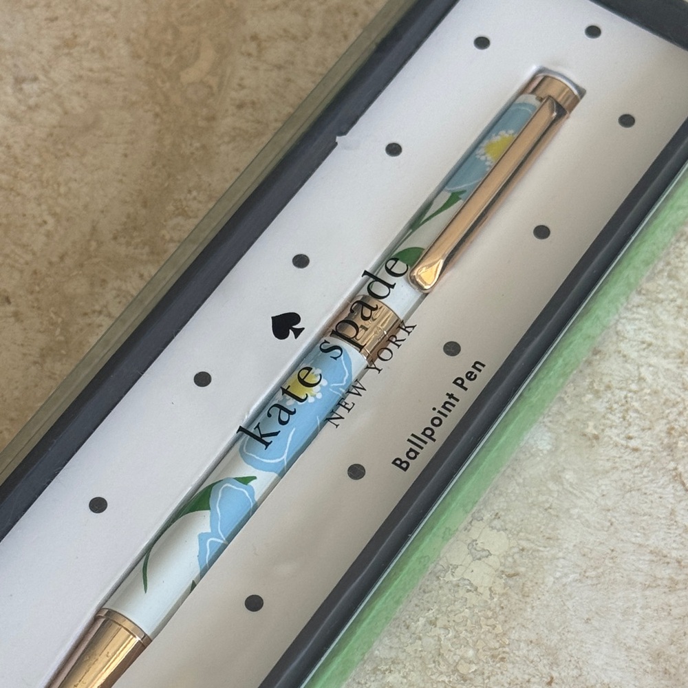 Kate Spade Sunshine Floral Blue and Yellow Floral  Collectible Pen - Picture 3 of 6